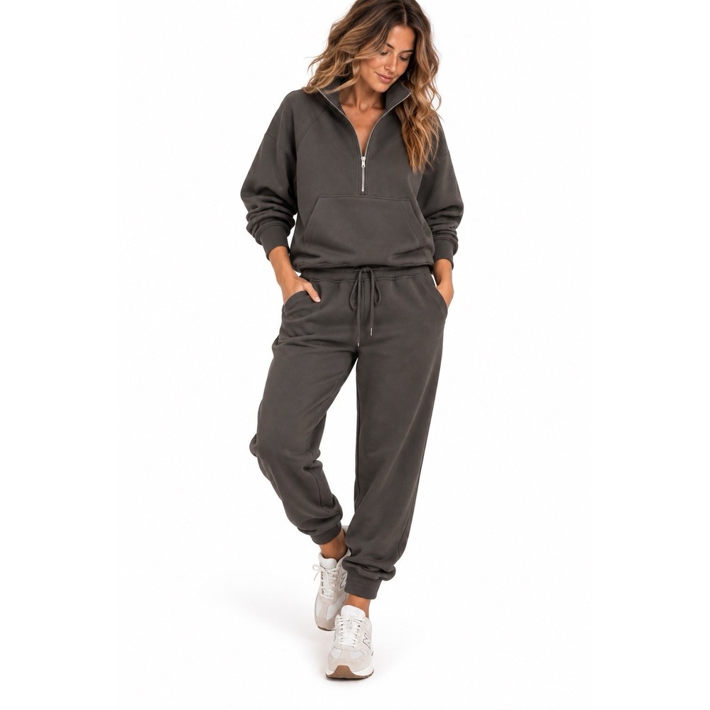 CALIA 2 Piece Tracksuit Scuba 1/4 Zip Pullover Joggers XL Black Athleisure Boho